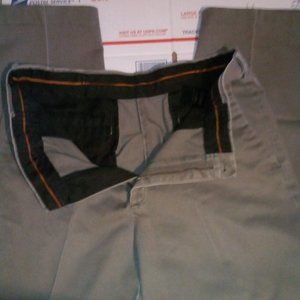 mens hunter green casual pants, original crease down front.